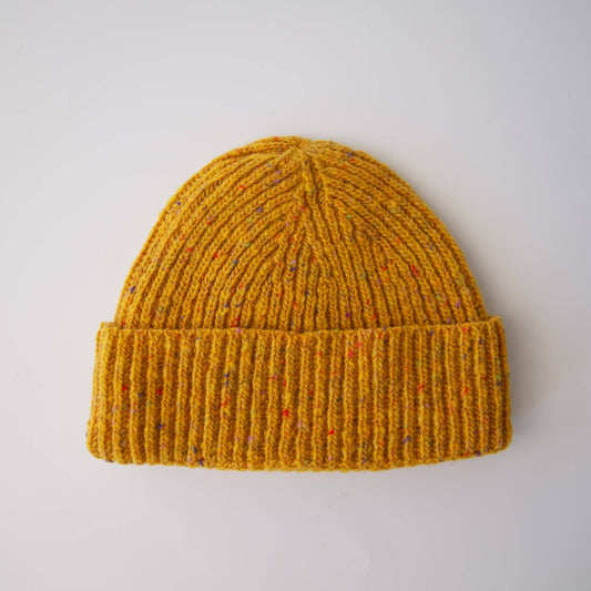 Ribbed Hat • Donegal Tweed • Yellow